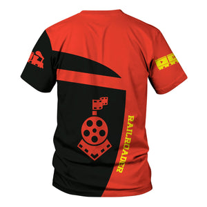 Railspirit Personalized Strasburg Railroad T-Shirt All Aboard Steam Train Movie Projector Style Shirt