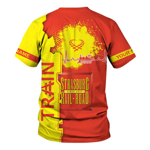Railspirit Personalized Strasburg Railroad T-Shirt Engine Heartbeat and Track Love Style Shirt Gift Idea For Train Lovers
