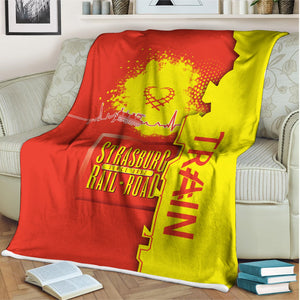 Railspirit Strasburg Railroad Blanket Engine Heartbeat and Track Love Style Blanket Gift Idea For Train Lovers