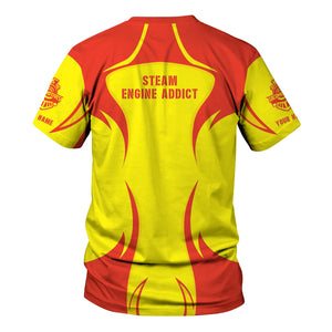 Railspirit Personalized Strasburg Railroad T-Shirt Distinctive Flame Style Shirt For Steam Engine Addict