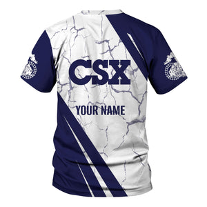 Railspirit Personalized CSX Transportation Railroad T-Shirt Crackle Texture Style Shirt For Trackhead