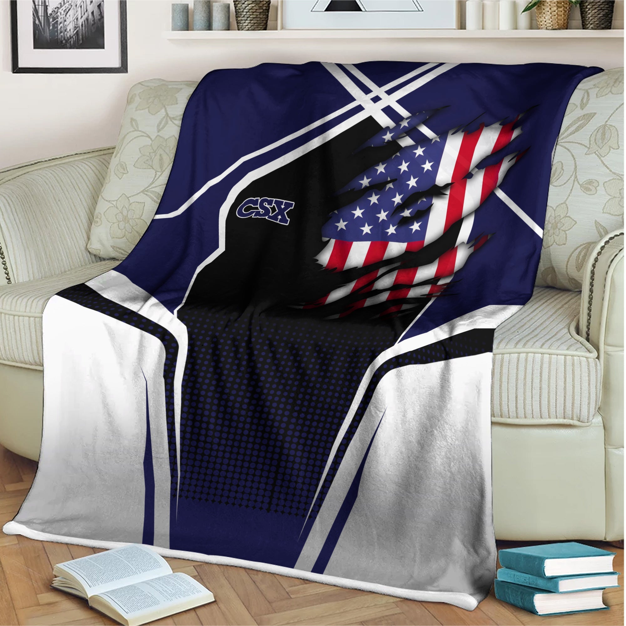 Railspirit Personalized CSX Transportation Railroad Blanket American Vintage All Over Printed Blanket