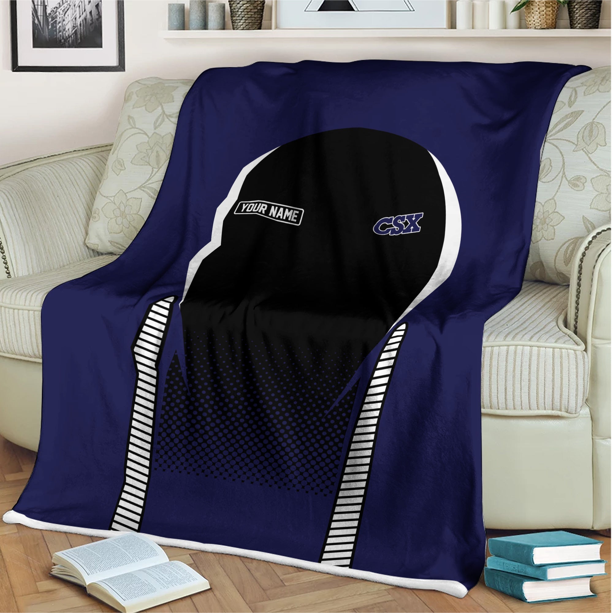 Railspirit Personalized CSX Transportation Railroad Blanket Train Blanket Gift Idea For Train Lover