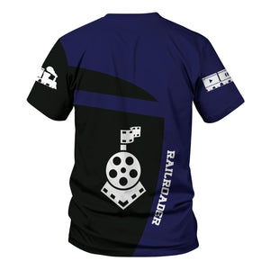 Railspirit Personalized CSX Transportation Railroad T-Shirt All Aboard Steam Train Movie Projector Style Shirt