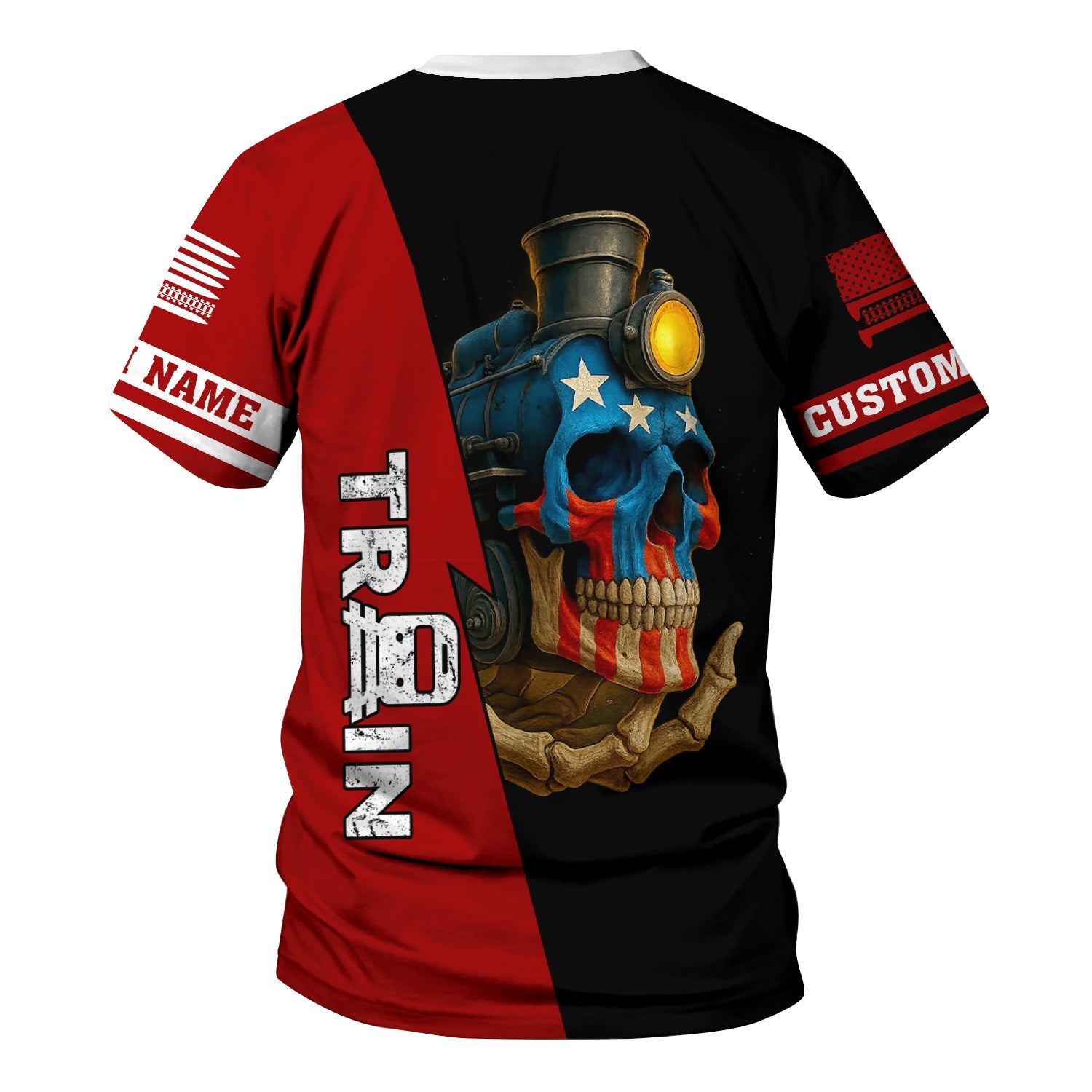 Railspirit Personalized Monon Railroad T-Shirt Train Skull American Flag Shirt All Over Print
