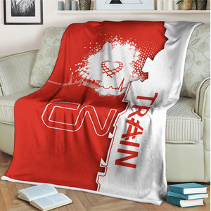 Railspirit Canadian National Railroad Blanket Engine Heartbeat and Track Love Style Blanket Gift Idea For Train Lovers