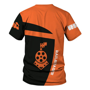 Railspirit Personalized Wheeling And Lake Erie Railroad T-Shirt All Aboard Steam Train Movie Projector Style Shirt