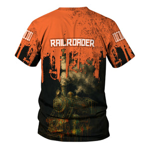 Railspirit Personalized Wheeling And Lake Erie Railroad T-Shirt Vintage Train Art Style Shirt For Locomotive Fans