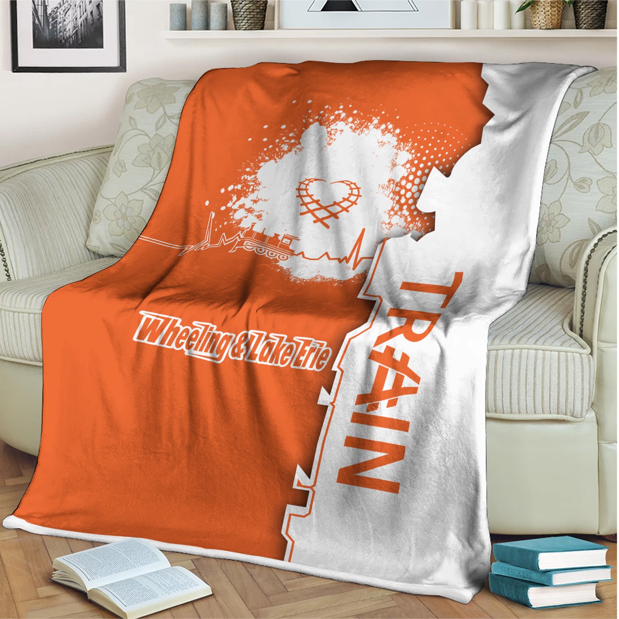 Railspirit Wheeling And Lake Erie Railroad Blanket Engine Heartbeat and Track Love Style Blanket Gift Idea For Train Lovers