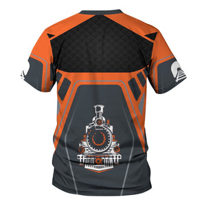 Railspirit Personalized Wheeling And Lake Erie Railroad T-Shirt Steam Locomotive Engine Graphic Train Shirt All Over Print