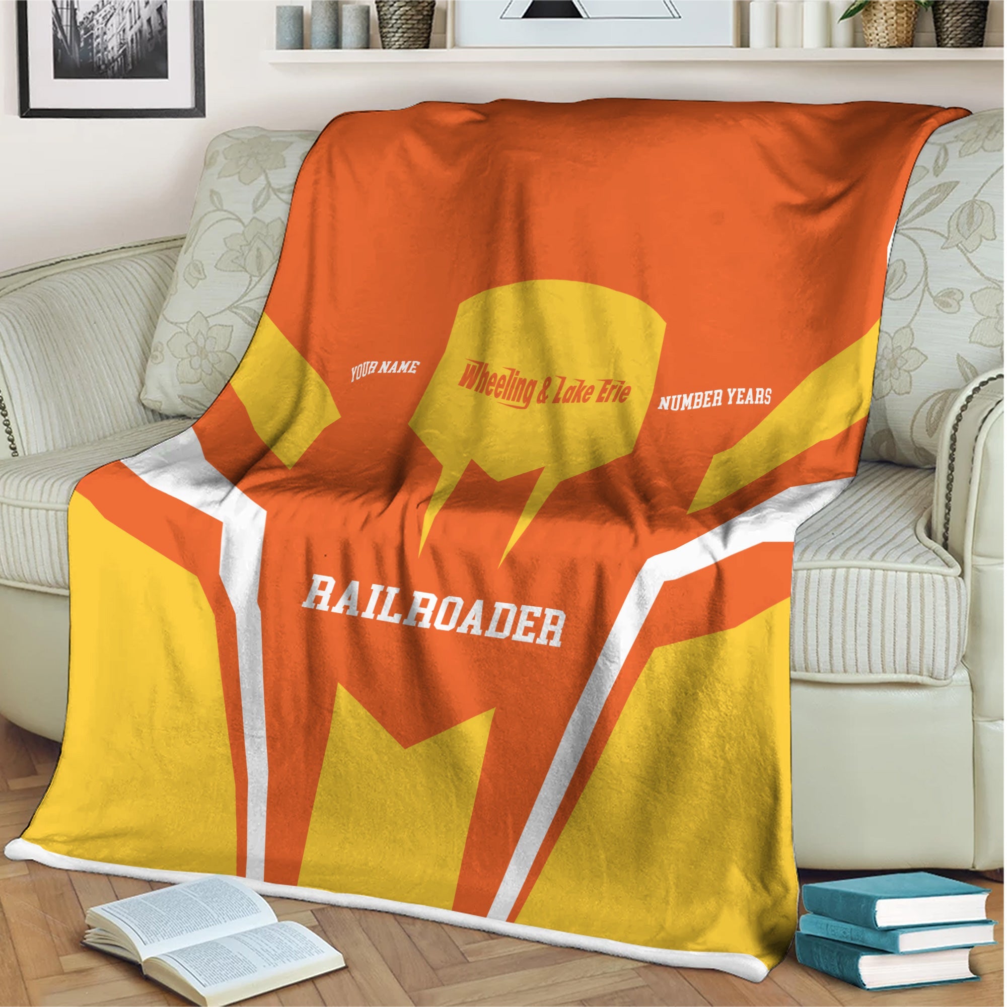 Railspirit Personalized Wheeling And Lake Erie Railroad Blanket Custom Year Railroader Gift Idea For Train Lover