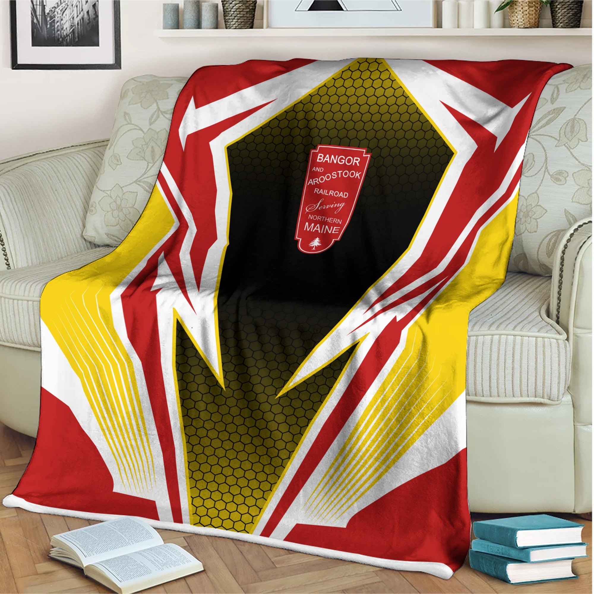 Railspirit Bangor And Aroostook Railroad Blanket Lightning Graphic Style Blanket Gift Idea For Train Lover