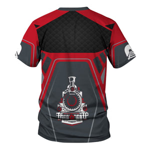 Railspirit Personalized Green Bay & Western Railroad T-Shirt Steam Locomotive Engine Graphic Train Shirt All Over Print