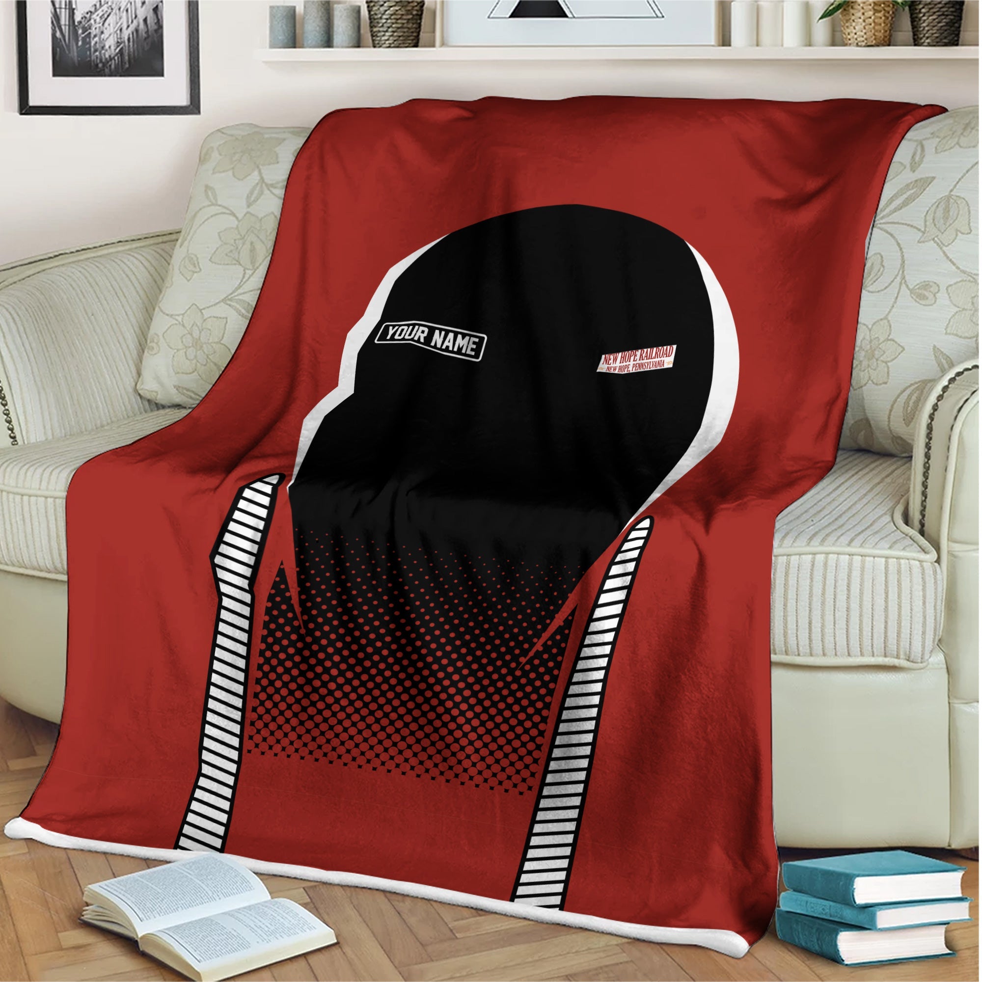 Railspirit Personalized New Hope Railroad Blanket Train Blanket Gift Idea For Train Lover
