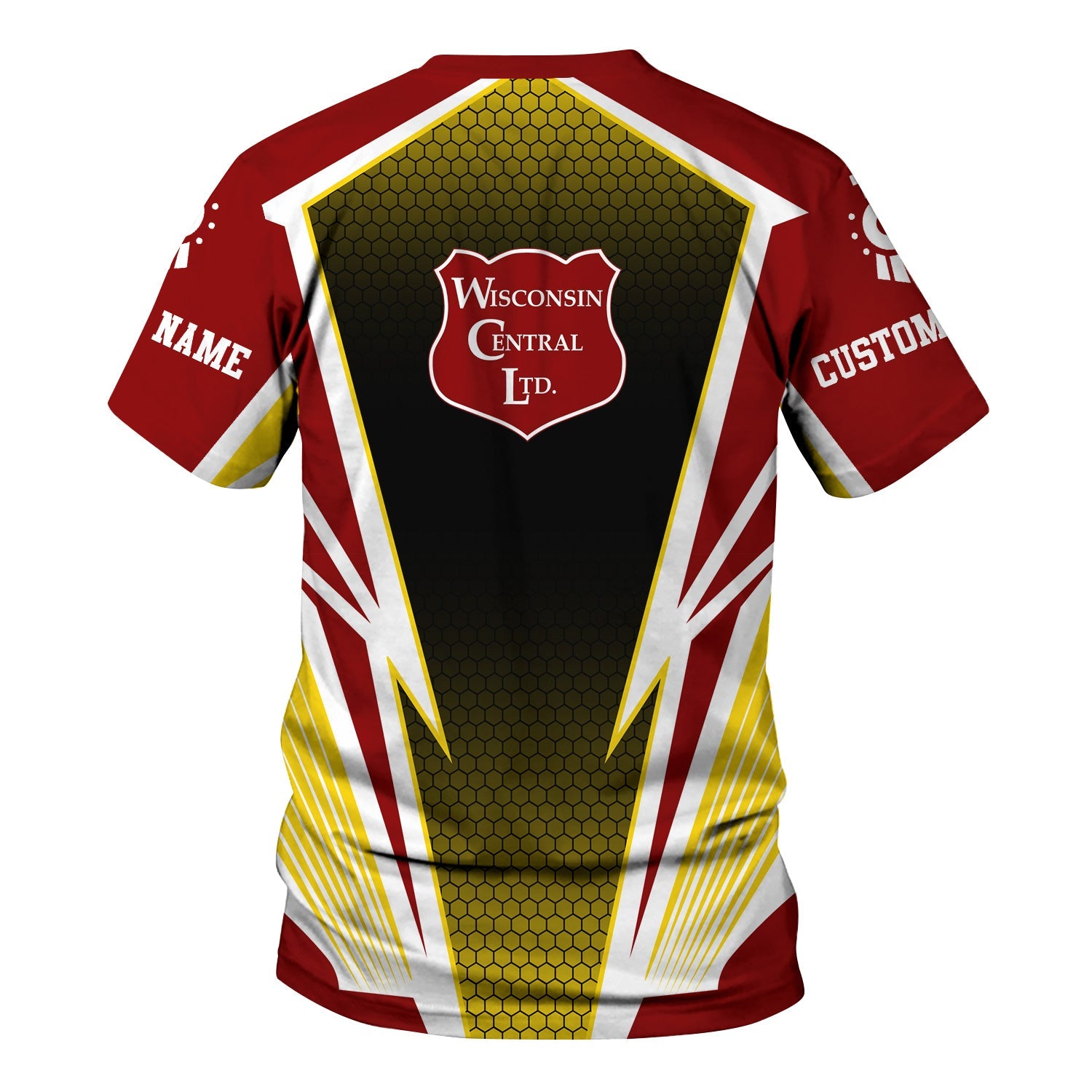 Railspirit Personalized Wisconsin Central Ltd Railroad T-Shirt Lightning Graphic Style Shirt Gift Idea For Train Lover