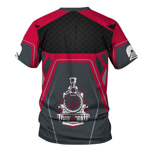 Railspirit Personalized Canadian Pacific Railroad T-Shirt Steam Locomotive Engine Graphic Train Shirt All Over Print