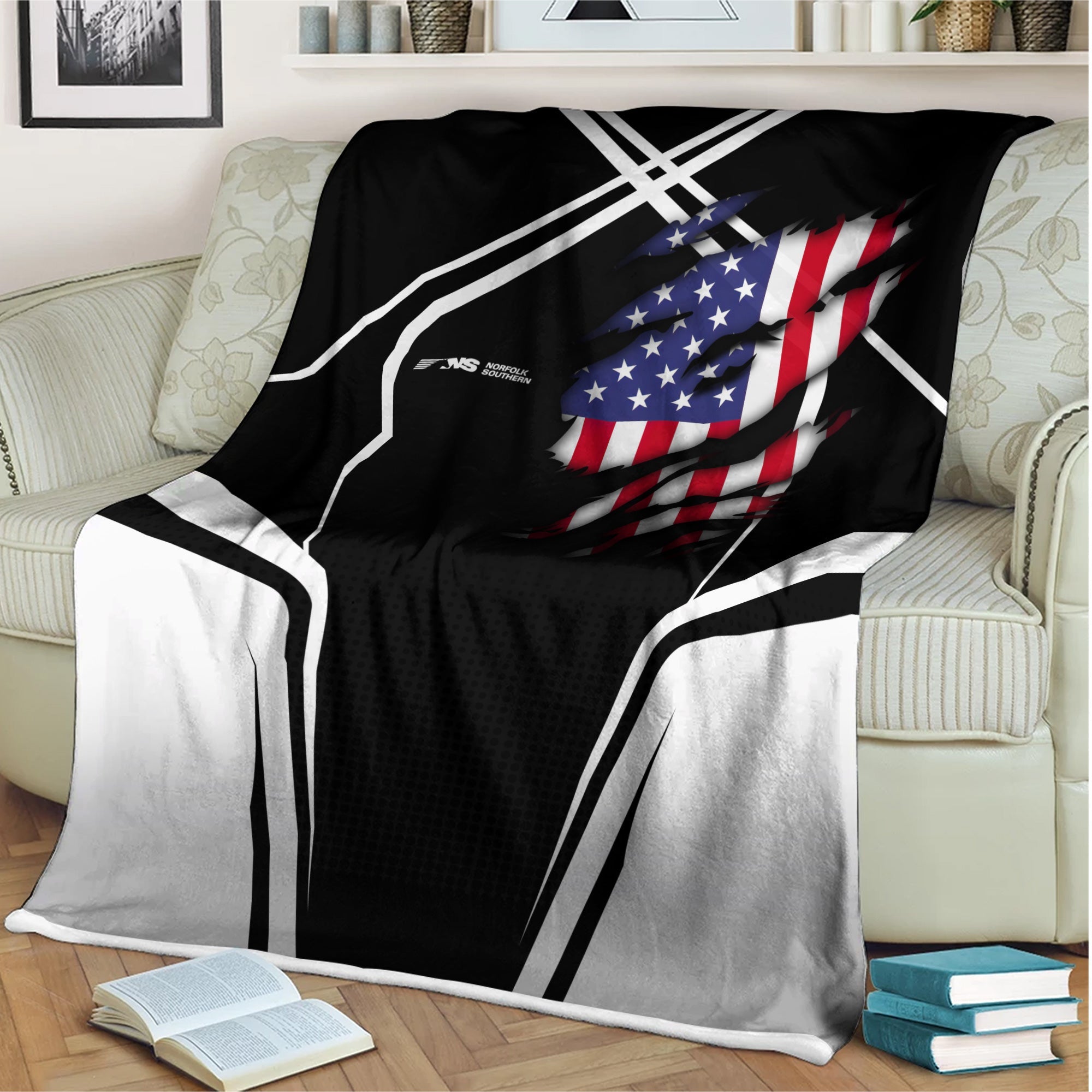Railspirit Personalized Norfolk Southern Railway Blanket American Vintage All Over Printed Blanket