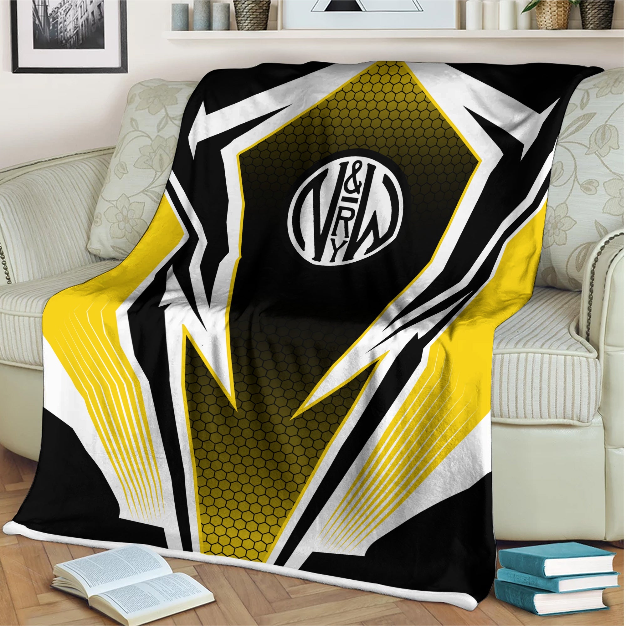 Railspirit Norfolk and Western Railway Blanket Lightning Graphic Style N&W Blanket Gift Idea For Train Lover