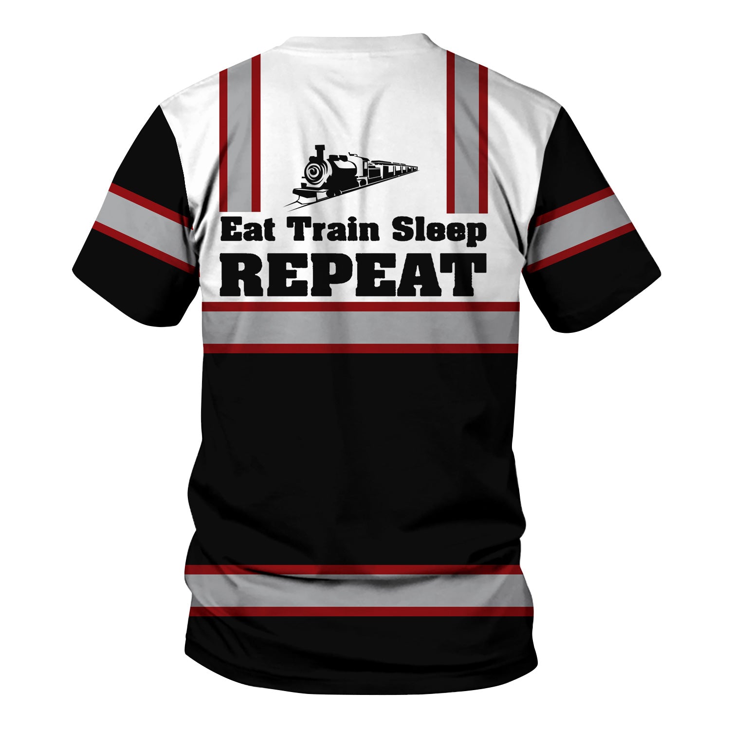 Railspirit Custom Name Norfolk and Western Railway T Shirt Eat Train Sleep Repeat N&W Printed Train Shirt
