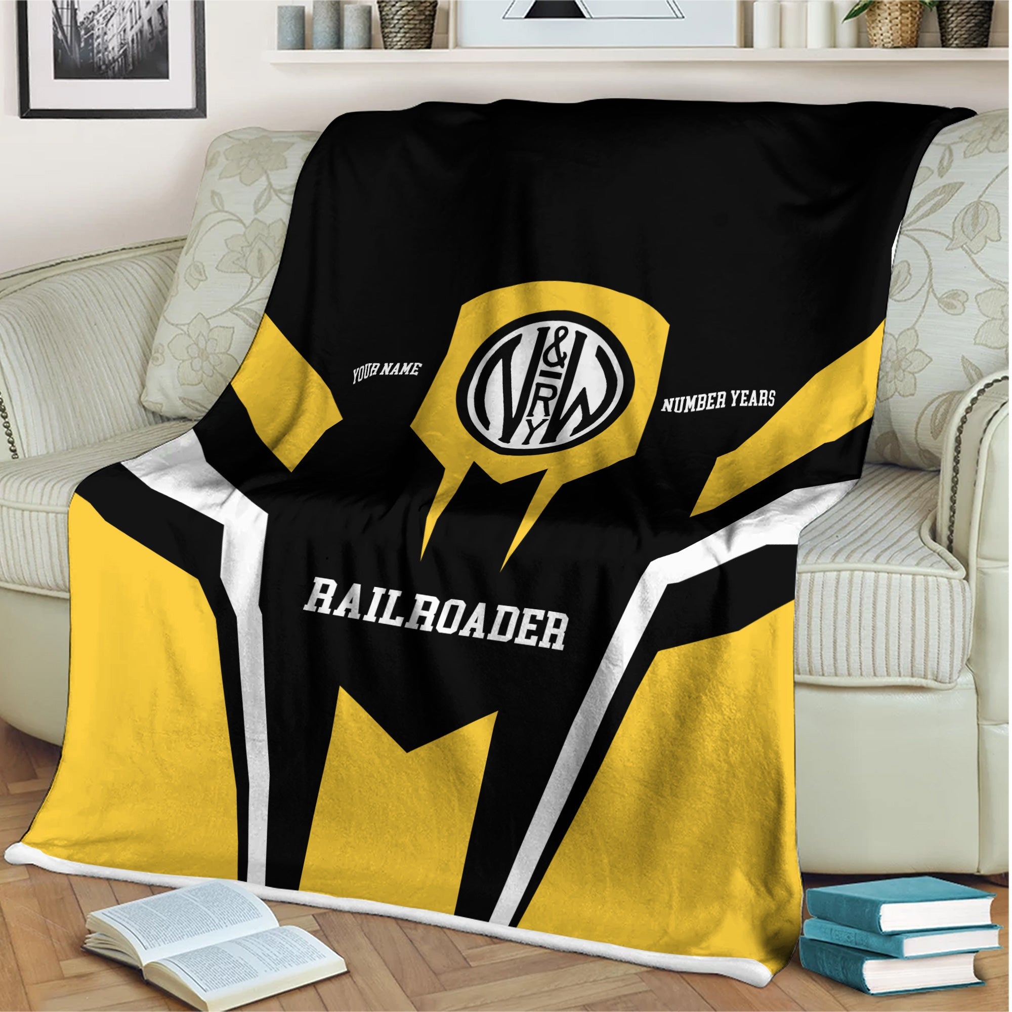 Railspirit Personalized Norfolk and Western Railway Blanket Custom Year Railroader N&W Gift Idea For Train Lover