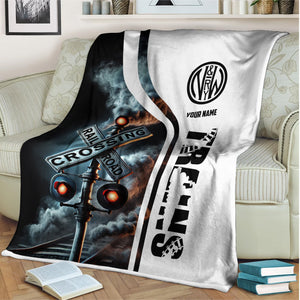 Railspirit Personalized Norfolk and Western Railway Blanket Railroad Crossing Sign N&W Blanket All Over Print