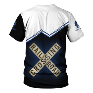 Railspirit Personalized Duluth, Winnipeg and Pacific Railway T Shirt Railroad Crossing Printed Train Track Shirt