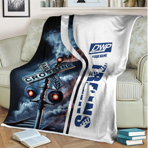 Railspirit Personalized Duluth, Winnipeg and Pacific Railway Blanket Railroad Crossing Sign Blanket All Over Print