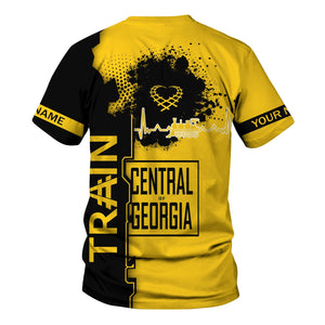 Railspirit Personalized Central of Georgia Railway T-Shirt Engine Heartbeat and Track Love Style Shirt Gift Idea For Train Lovers