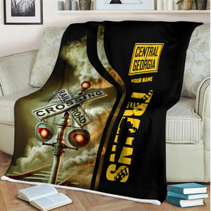 Railspirit Personalized Central of Georgia Railway Blanket Railroad Crossing Sign Blanket All Over Print