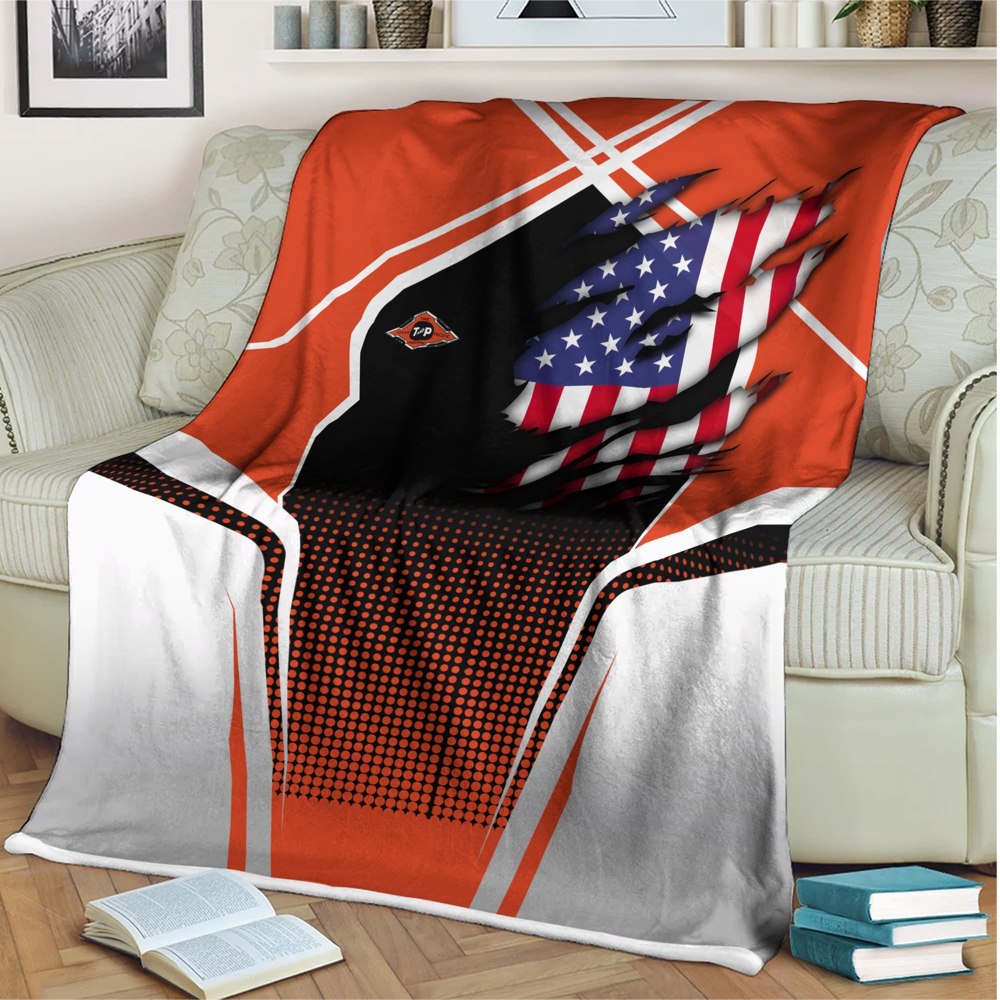 Railspirit Personalized Texas and Pacific Railway Blanket American Vintage All Over Printed Blanket