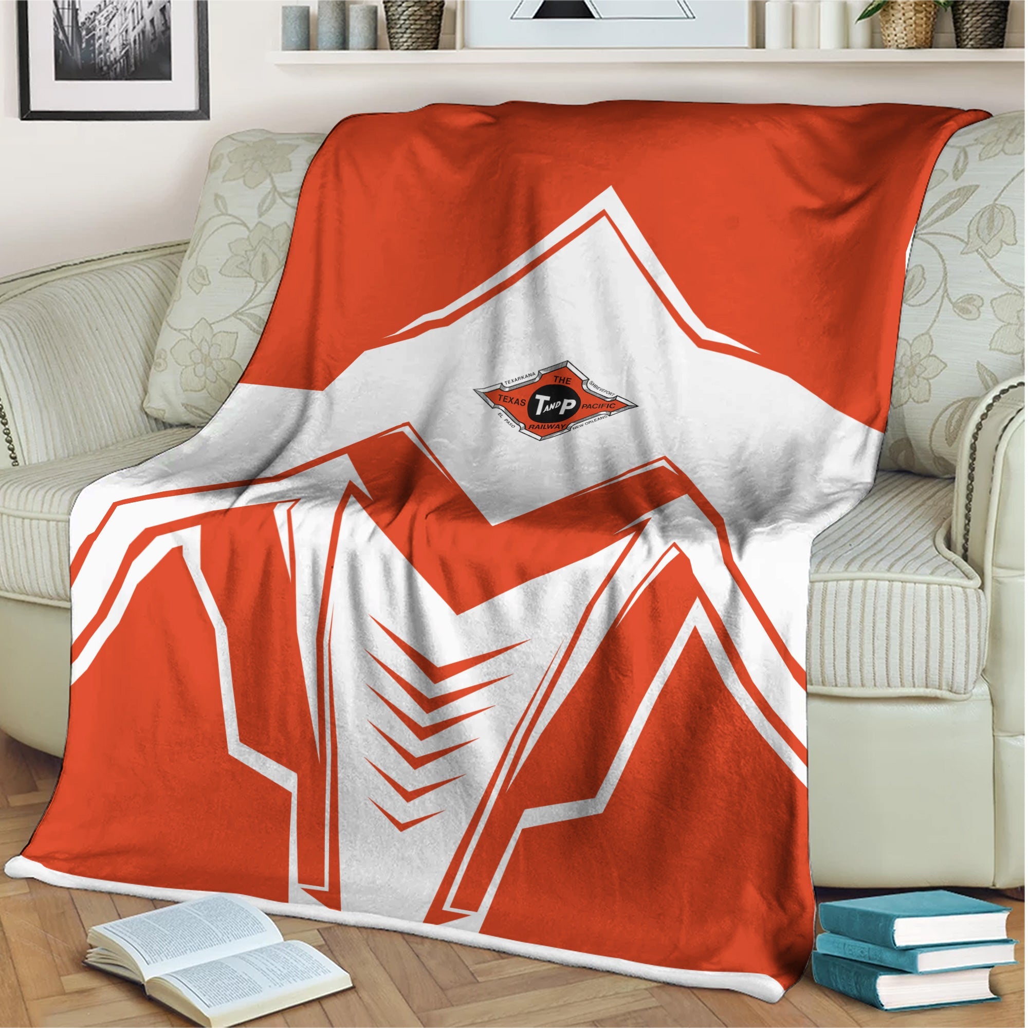 Railspirit Texas and Pacific Railway Blanket Railway Trainspotter Style Blanket Gift Idea For Foamers