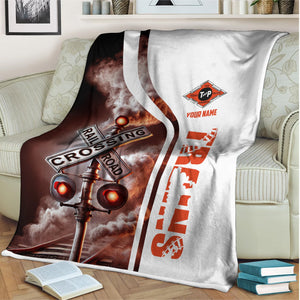 Railspirit Personalized Texas and Pacific Railway Blanket Railroad Crossing Sign Blanket All Over Print