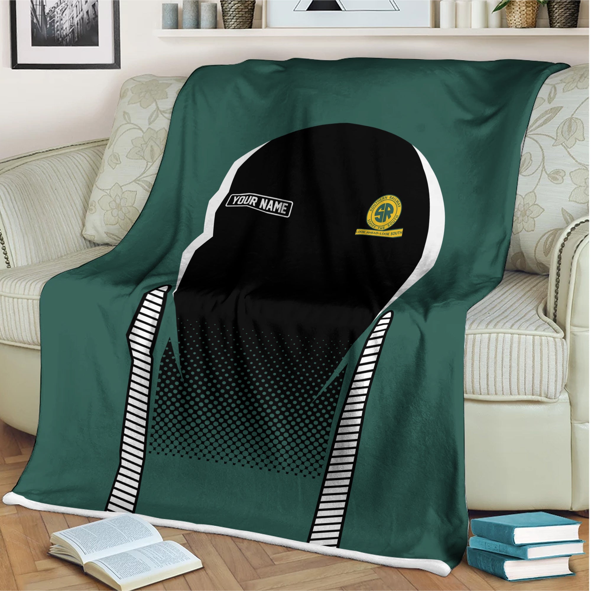 Railspirit Personalized Southern Railway U.S Blanket SOU Train Blanket Gift Idea For Train Lover