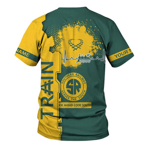 Railspirit Personalized Southern Railway U.S T-Shirt Engine Heartbeat and Track Love Style SOU Shirt Gift Idea For Train Lovers