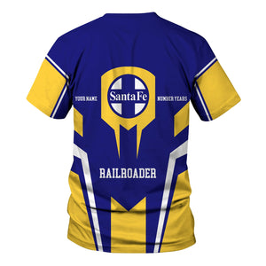 Railspirit Personalized Santa Fe Railway T-Shirt Custom Year Railroader Atchison, Topeka and Santa Fe Railway Shirt Gift Idea For Train Lover