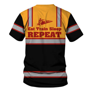 Railspirit Custom Name Chicago South Shore and South Bend Railroad T Shirt Eat Train Sleep Repeat Printed Train Shirt