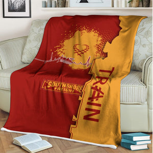 Railspirit Chicago South Shore and South Bend Railroad Blanket Engine Heartbeat and Track Love Style Blanket Gift Idea For Train Lovers