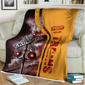 Railspirit Personalized Chicago South Shore and South Bend Railroad Blanket Railroad Crossing Sign Blanket All Over Print