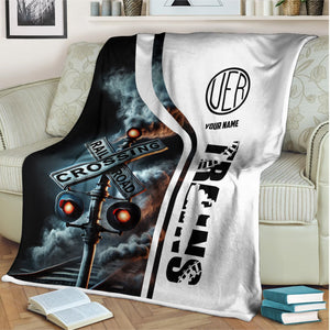 Railspirit Personalized Union Electric Railway Blanket Railroad Crossing Sign Blanket All Over Print