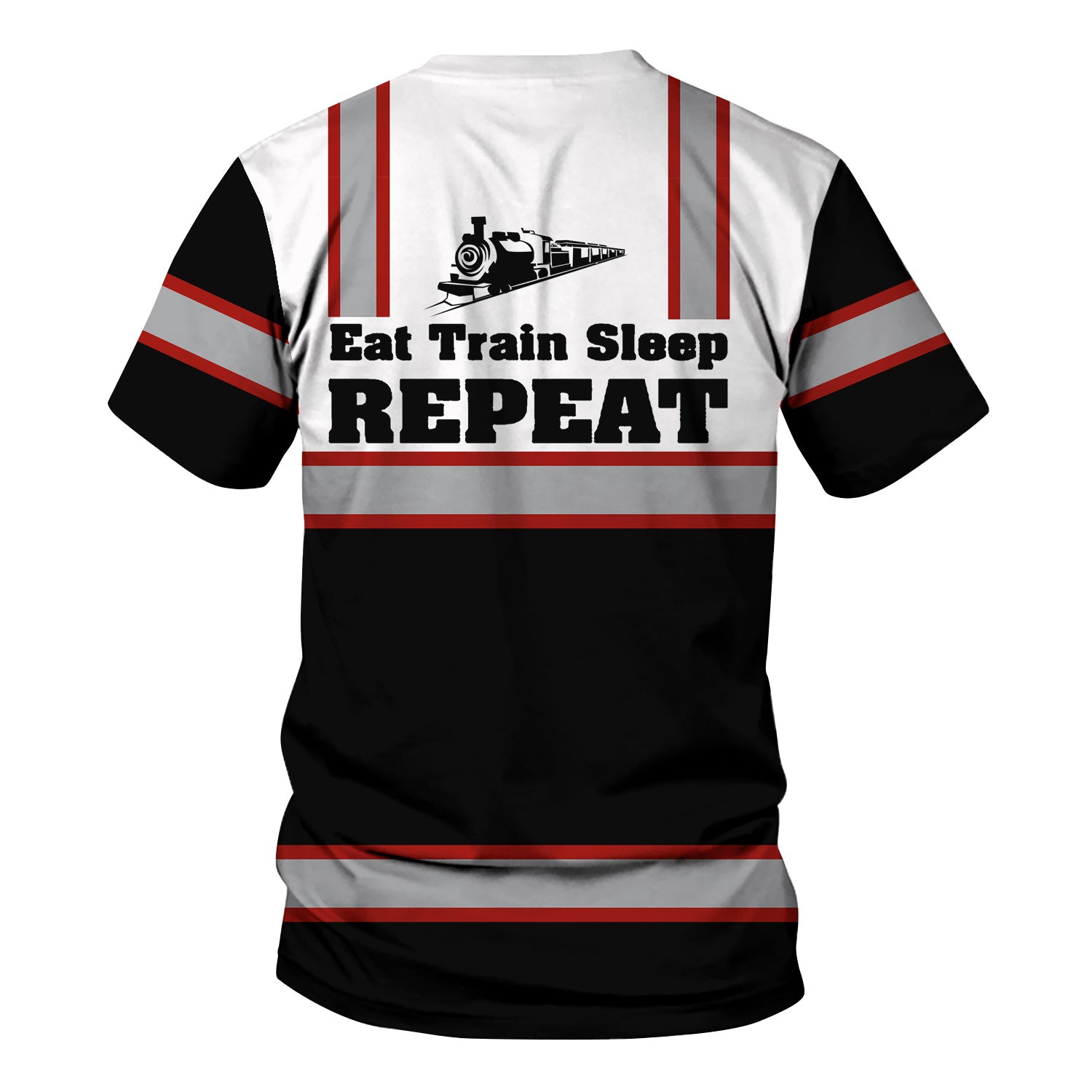 Railspirit Custom Name Union Electric Railway T Shirt Eat Train Sleep Repeat Printed Train Shirt