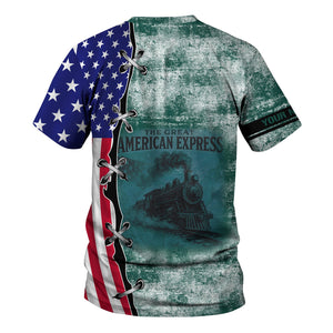 Railspirit Personalized Great Western Railway T-Shirt Retro American Express Train With USA Flag Shirt