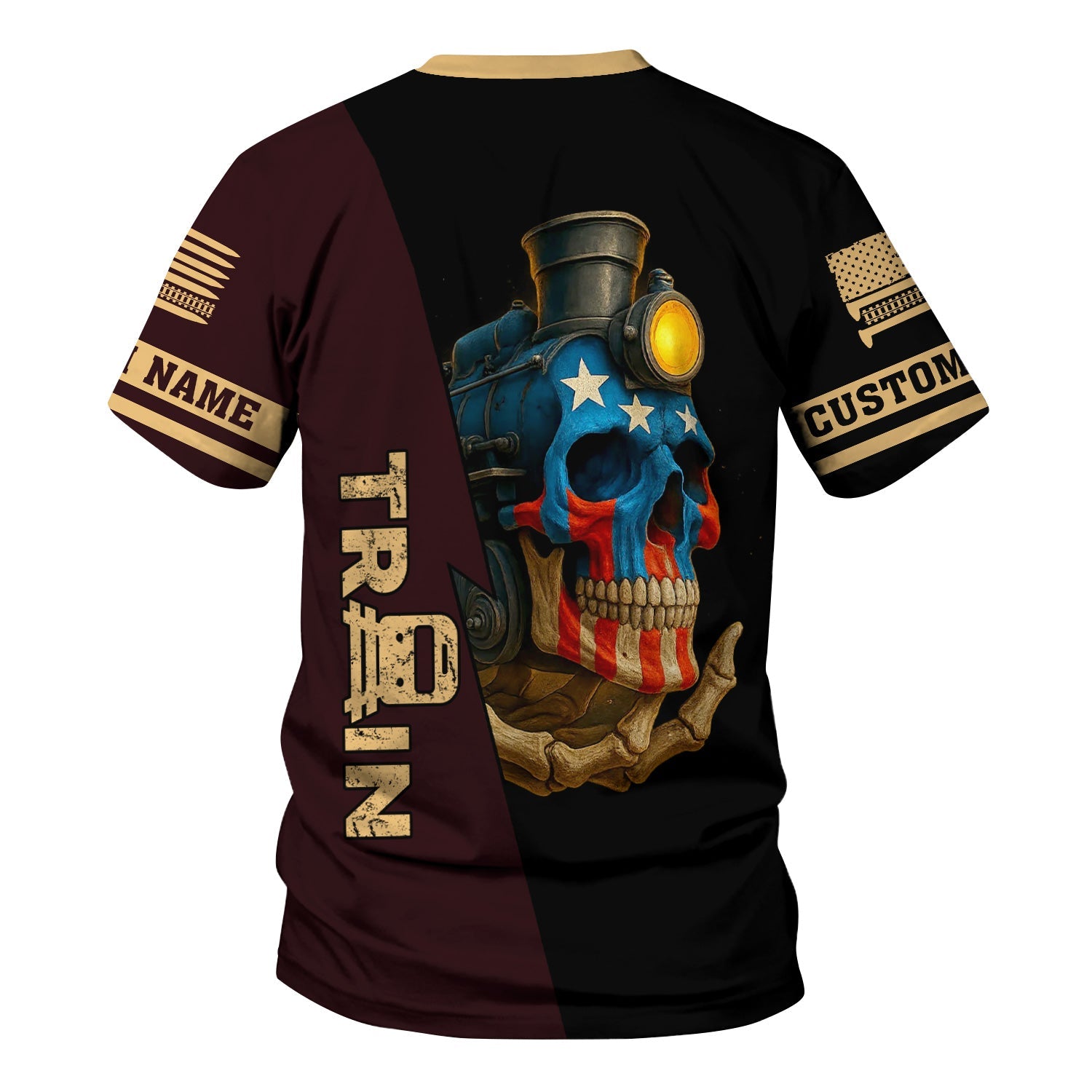 Railspirit Personalized London, Midland and Scottish Railway T-Shirt Train Skull American Flag Shirt All Over Print