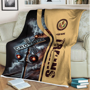 Railspirit Personalized London, Midland and Scottish Railway Blanket Railroad Crossing Sign Blanket All Over Print