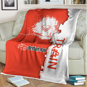 Railspirit British Railway Blanket Engine Heartbeat and Track Love Style Blanket Gift Idea For Train Lovers