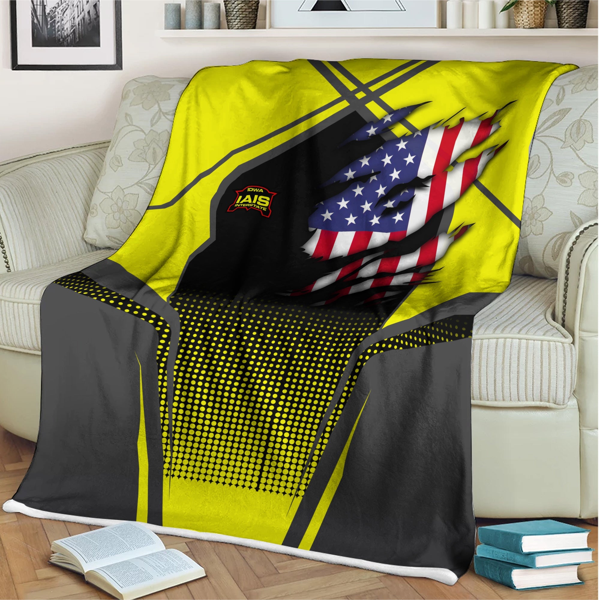 Railspirit Personalized Iowa Interstate Railroad Blanket American Vintage IAIS All Over Printed Blanket