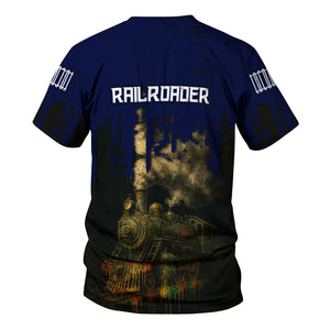 Railspirit Personalized CNJ Jersey Central Railroad T-Shirt Vintage Train Art Style Shirt For Locomotive Fans