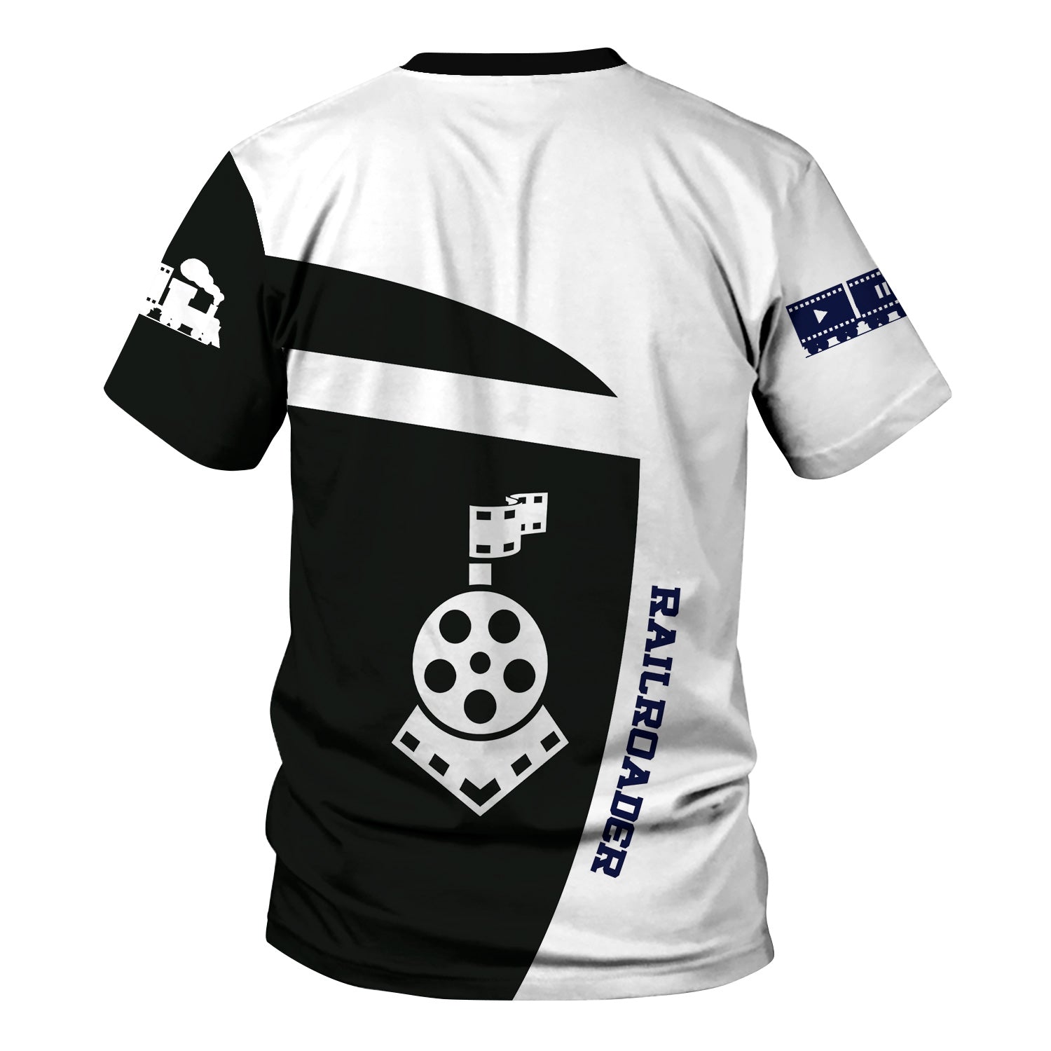 Railspirit Personalized CNJ Jersey Central Railroad T-Shirt All Aboard Steam Train Movie Projector Style Shirt