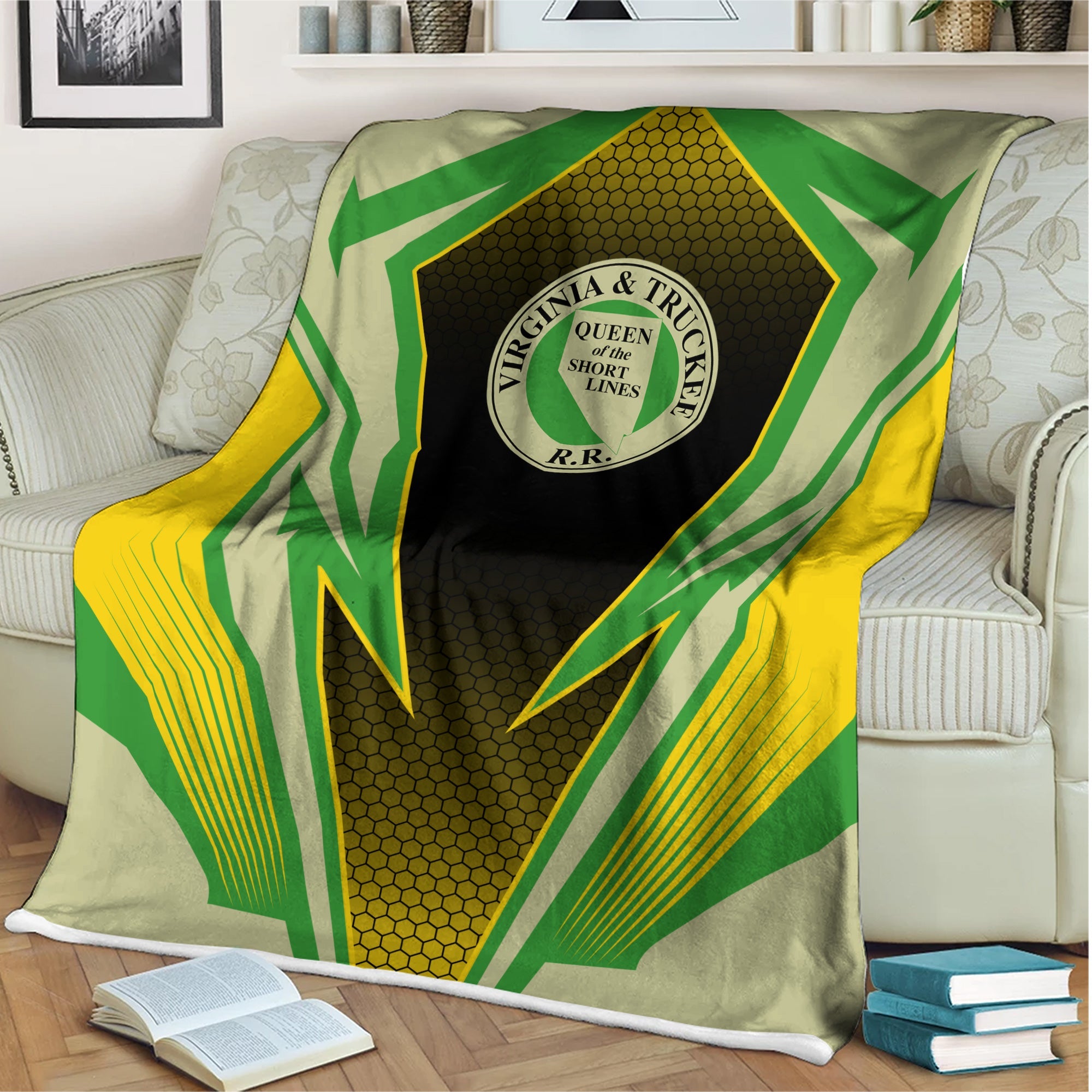 Railspirit Virginia & Truckee Railroad Blanket Lightning Graphic Style Blanket Gift Idea For Train Lover