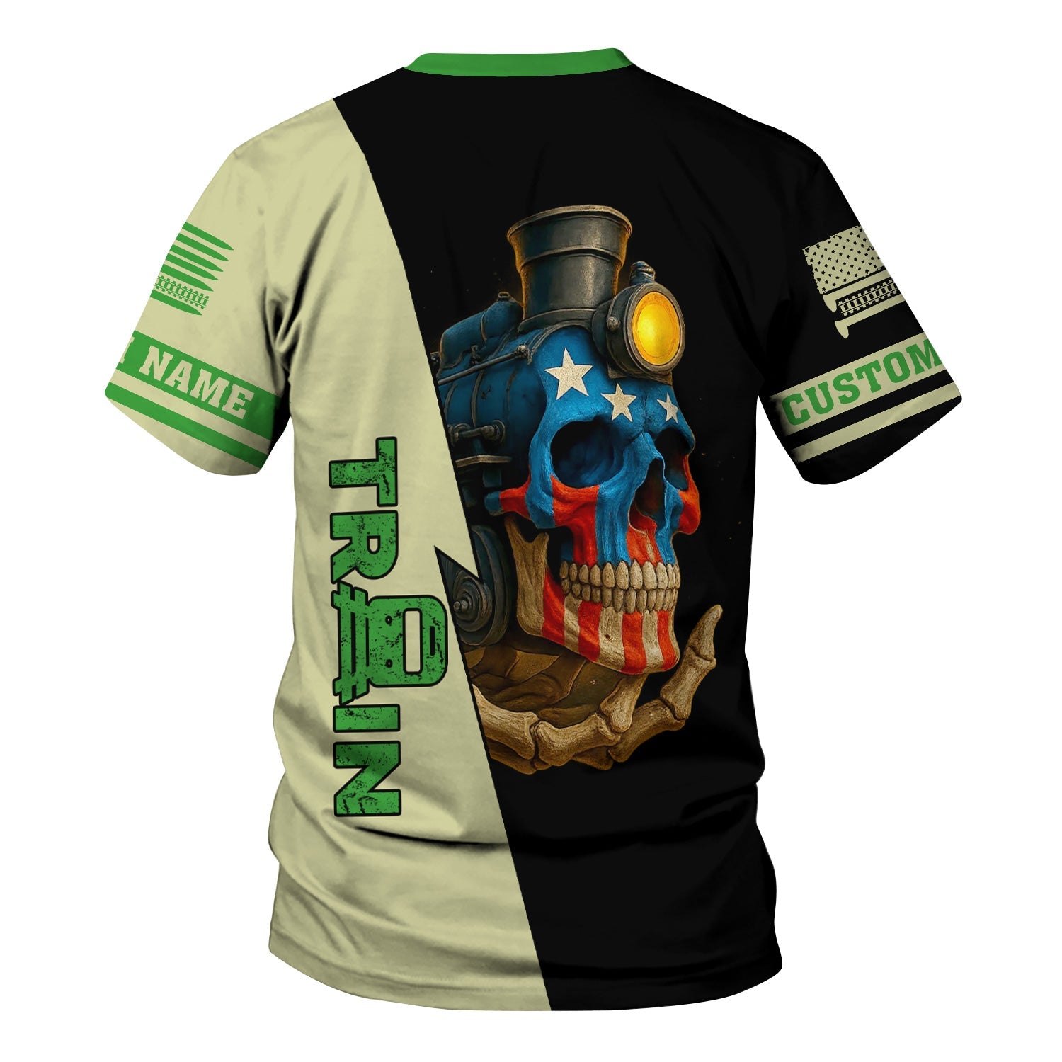 Railspirit Personalized Virginia & Truckee Railroad T-Shirt Train Skull American Flag Shirt All Over Print