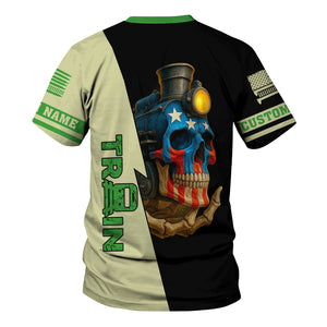 Railspirit Personalized Virginia & Truckee Railroad T-Shirt Train Skull American Flag Shirt All Over Print